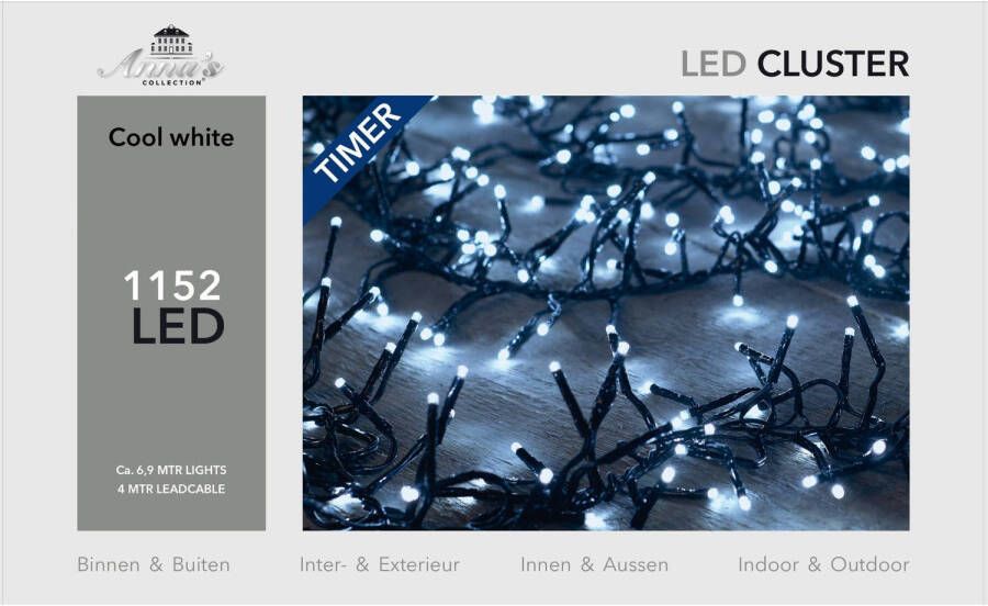 Anna&apos;s Collection Clusterverlichting helder wit buiten 1152 lampjes met timer kerstverlichting kerstboom