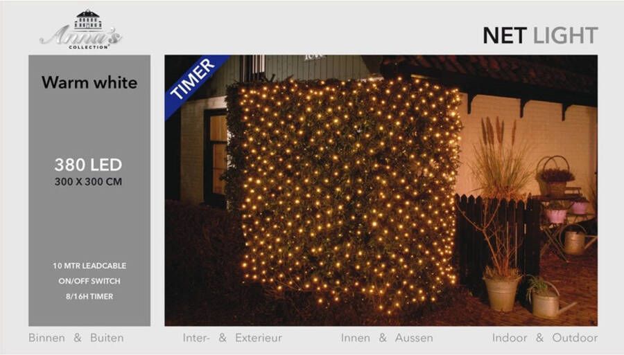 Hermie Kerstverlichting netverlichting met timer 384 lampjes warm wit 300 x 300 cm Voor binnen en buiten gebruik