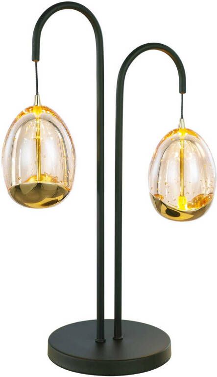 Highlight Tafellamp Golden Egg 2 lichts H 48 cm amber-zwart