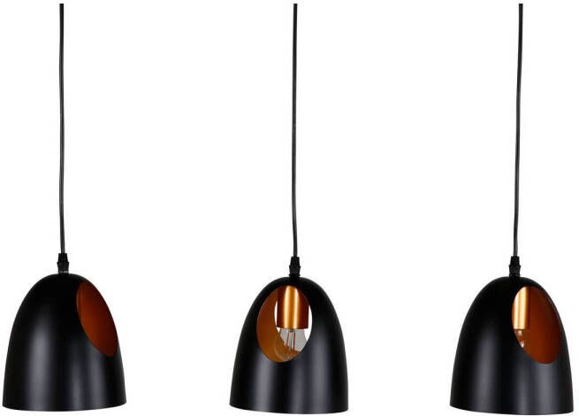 Hioshop Elda verlichting hanglamp 75x16x17cm staal zwart koper.