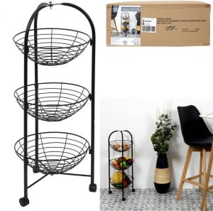 Home deco factory Home Deco- Trolley- 3 Laags- Ijzer Zwart- Keuken Badkamer 75 cm Hoog