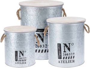 Home&Styling 3-delige Opbergboxenset met touw zink