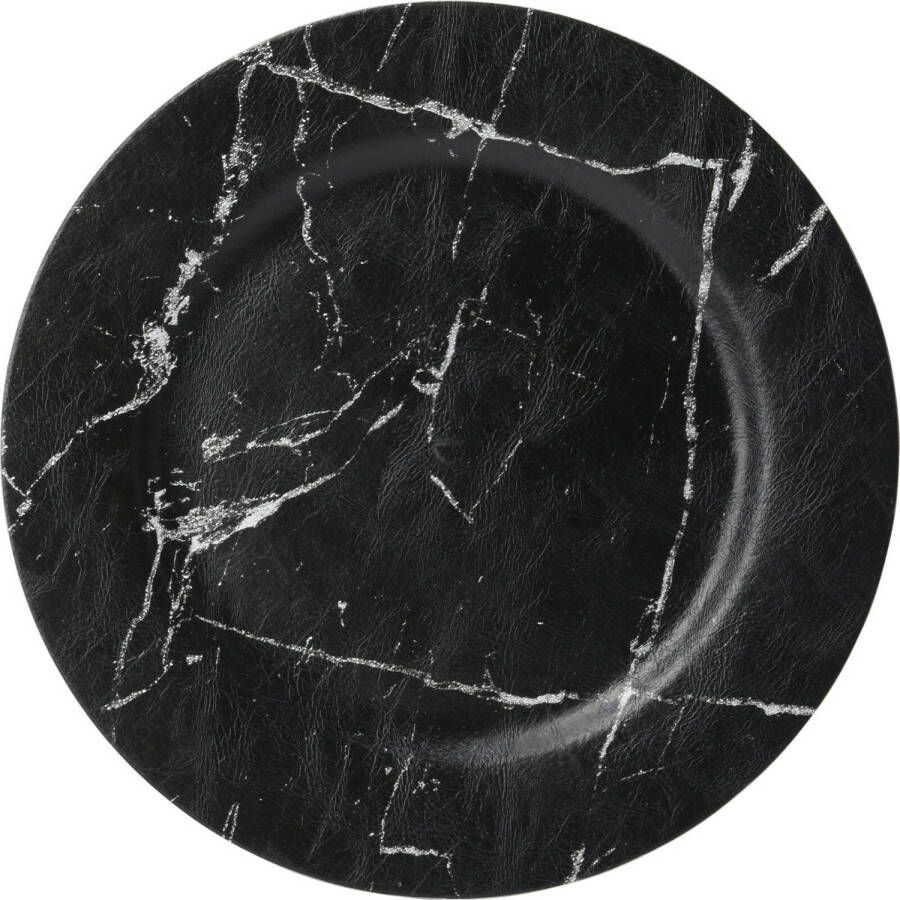 Home & Styling kaarsenbord zwart marmer kunststof D33 cm Kaarsenplateaus