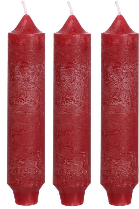 Hortus Palermo kaarsen set 3 stuks dia. 3.5 x H 17 cm rood