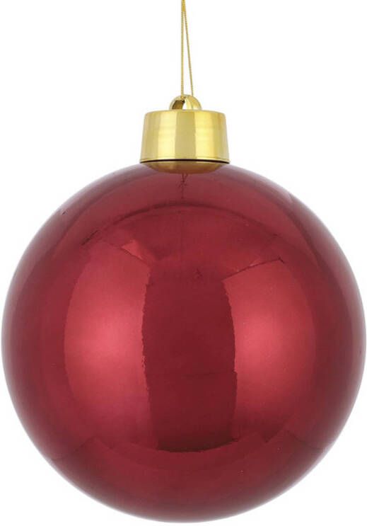 House of seasons 1x Grote kunststof decoratie kerstbal donkerrood 20 cm Kerstbal