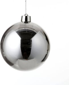 House of seasons 1x Grote kunststof decoratie kerstbal zilver 25 cm Kerstbal