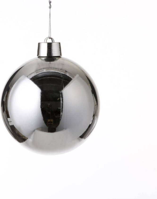 House of seasons 1x Grote kunststof decoratie kerstballen zilver 20 cm Kerstbal