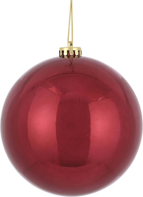 House of seasons 1x Grote kunststof kerstballen donkerrood 15 cm Kerstbal