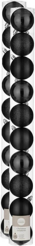 House of seasons 20x stuks kunststof kerstballen zwart 6 cm Kerstbal
