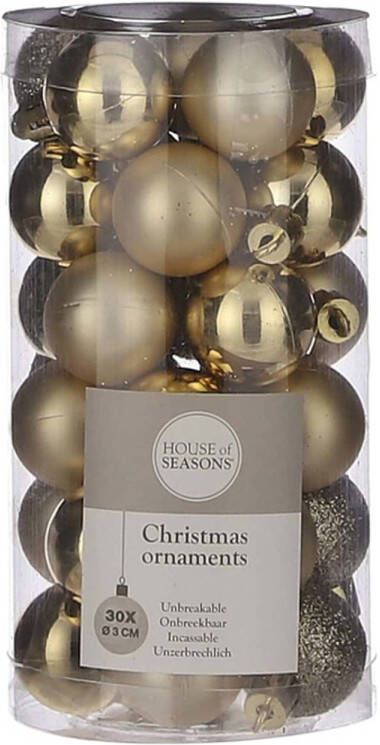 House of seasons 30x Kleine kunststof kerstballen goud 3 cm Kerstbal