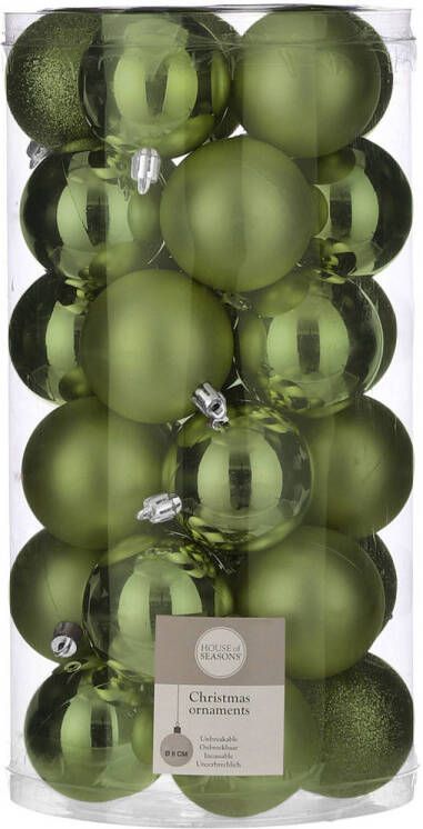 House of seasons 60x stuks kunststof kerstballen donkergroen 6 cm Kerstbal