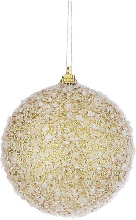House of seasons Kerstboomversiering gouden kerstballen met glitter 8 cm Kerstbal