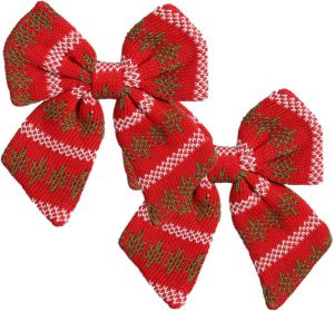 House of seasons kerstdecoratie strik 2x rood 20 cm polyester Kersthangers