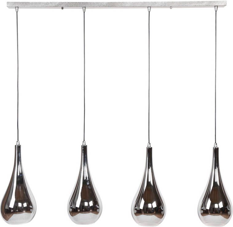 Hoyz Hanglamp met 4 lampen Serie Silver Drop Handgeblazen glas