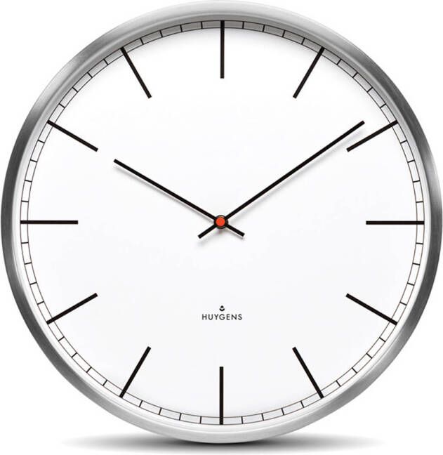 Huygens One Index 25cm RVS Wandklok Stil Quartz uurwerk