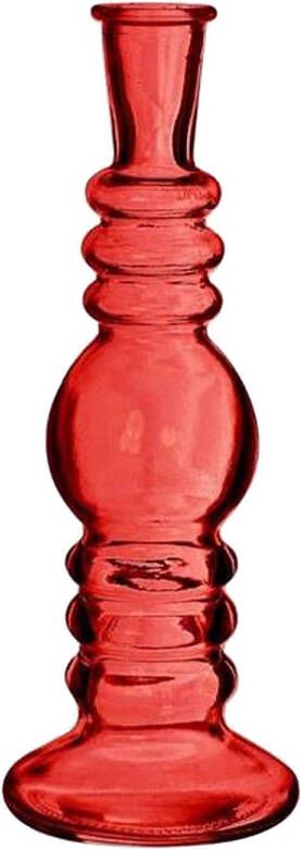 Ideas 4 Seasons Bloemenvaas Florence rood glas helder D8 5 x H23 cm Vazen