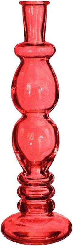 Ideas 4 Seasons Bloemenvaas Florence rood glas helder D9 x H28 cm Vazen