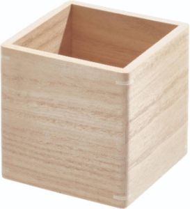 IDesign Opbergbox 11.5 x 11.5 x 11 cm Paulownia Hout Beige | The Home Edit
