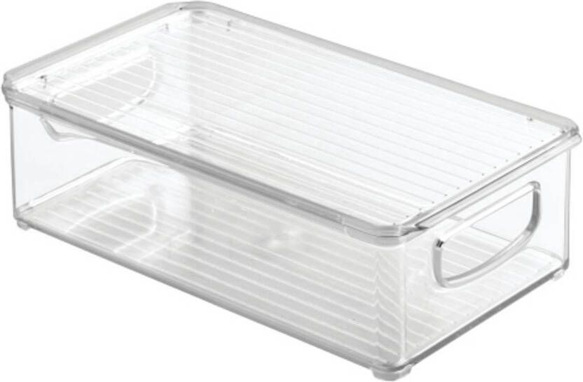 IDesign Opbergbox met Deksel 15.2 x 25.4 x 7.6 cm Stapelbaar Kunststof Transparant | Kitchen Binz