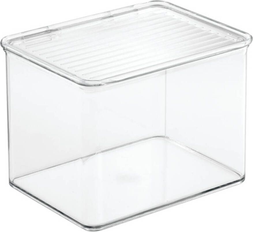 IDesign Opbergbox met Deksel 17.2 x 14.2 x 12.7 cm Stapelbaar Kunststof Transparant | Kitchen Binz