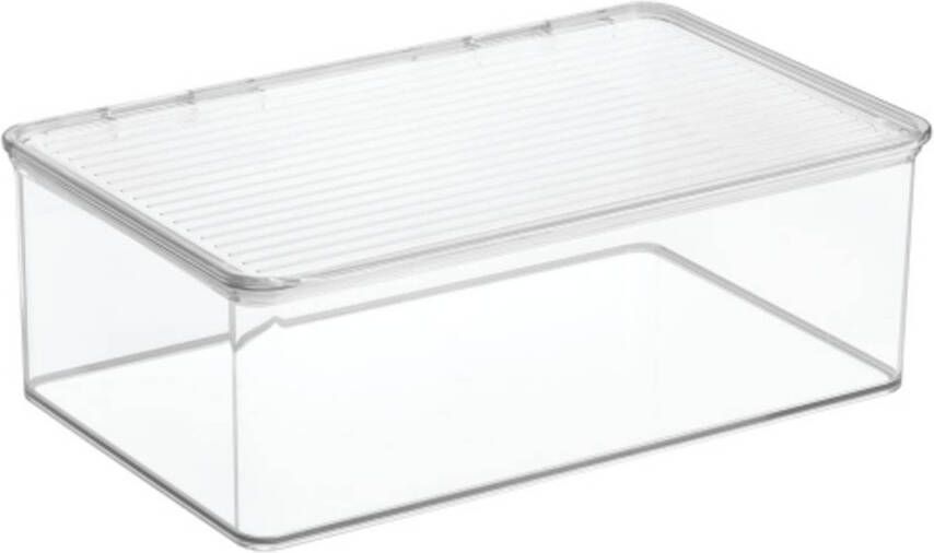 IDesign Opbergbox met Deksel 27.3 x 18.4 x 9.5 cm Stapelbaar Kunststof Transparant | Kitchen Binz