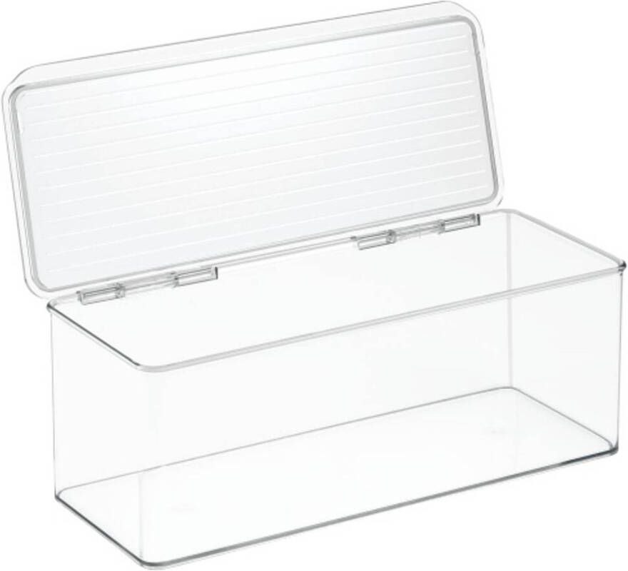 IDesign Opbergbox met Deksel 34.3 x 14.6 x 12.7 cm Stapelbaar Kunststof Transparant | Kitchen Binz