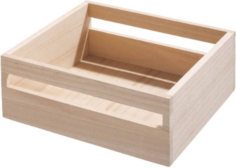 IDesign Opbergbox met Handvat 25.4 x 25.4 x 10.5 cm Paulownia Hout | Eco Wood