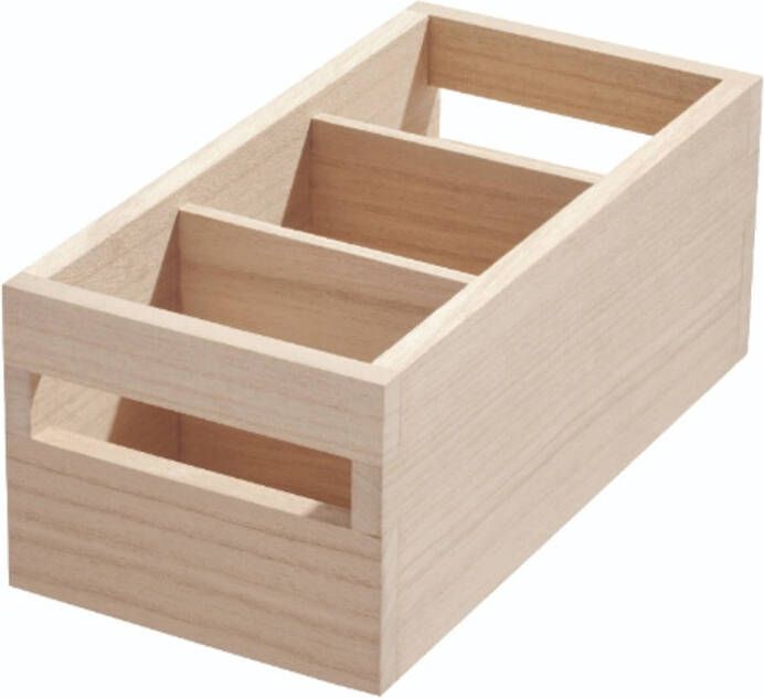 IDesign Opbergbox met Handvat 3 Vakken 12.7 x 25.4 x 10.2 cm Paulownia Hout | Eco Wood