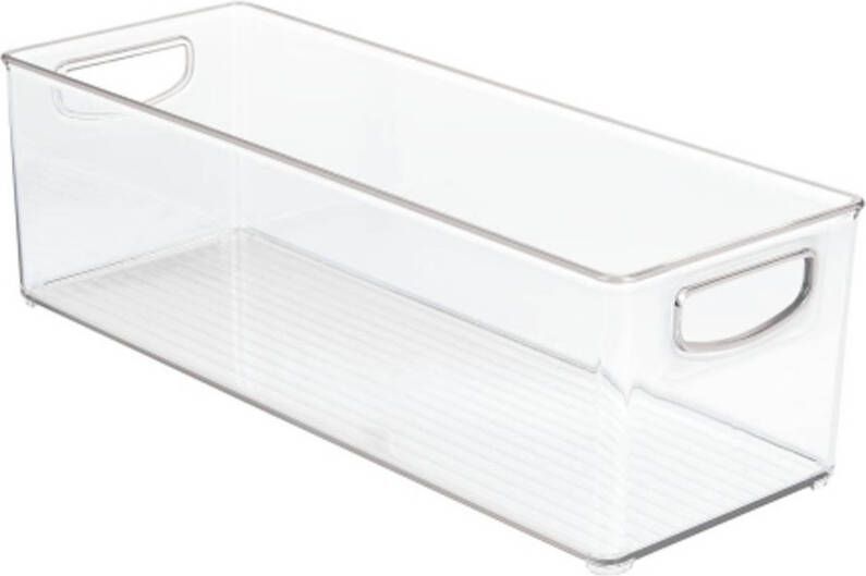 IDesign Opbergbox met Handvaten 15.2 x 40.6 x 12.7 cm Stapelbaar Kunststof Transparant | Kitchen Binz