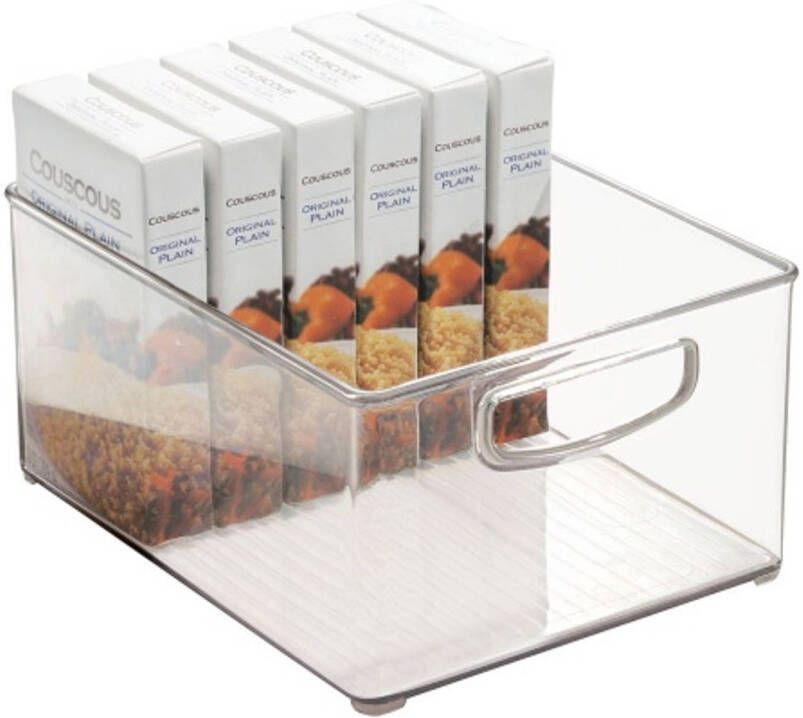 iDesign Opbergbox met Handvaten 20.3 x 25.4 x 12.7 cm Stapelbaar Kunststof Transparant Kitchen Binz