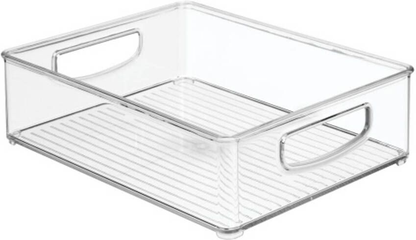 iDesign Opbergbox met Handvaten 20.3 x 25.4 x 7.6 cm Stapelbaar Kunststof Transparant Kitchen Binz