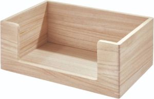 IDesign Opbergbox Open 25.5 x 38 x 15 cm Paulownia Hout Beige | The Home Edit