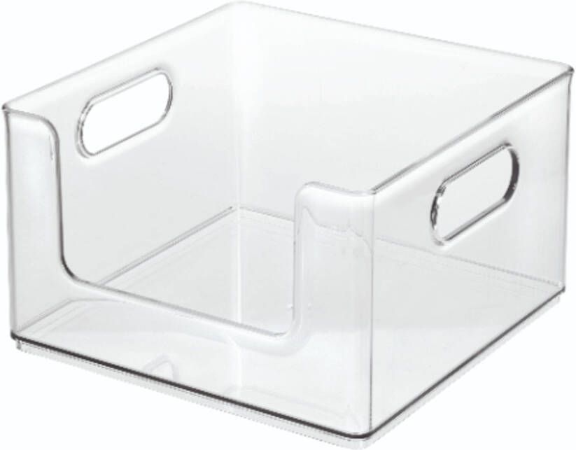 iDesign Open Opbergbox met Handvaten 25 x 25 x 15 cm Kunststof Transparant The Home Edit