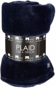 In The Mood Fleece deken fleeceplaid navy blauw 130 x 180 cm polyester Plaids