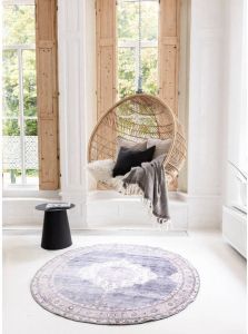 Interieur05 Vintage Vloerkleed Rond Blauw Senna -160 Ø (M)