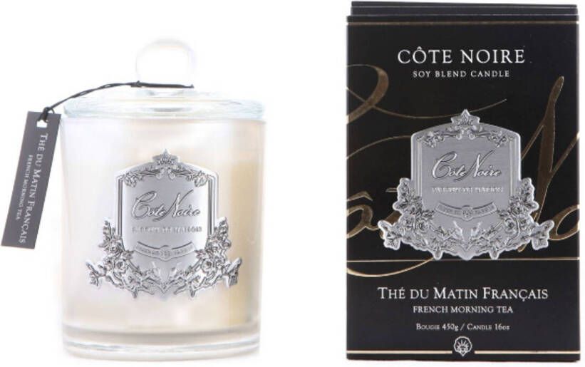 InteriorScent nl Geurkaars French Morning Tea 185gr zilver Cote Noire