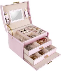 Iso Trade Beautylushh juwelen opbergdoos sieradendoos roze 17.5 x 13.8 x 13.5 cm