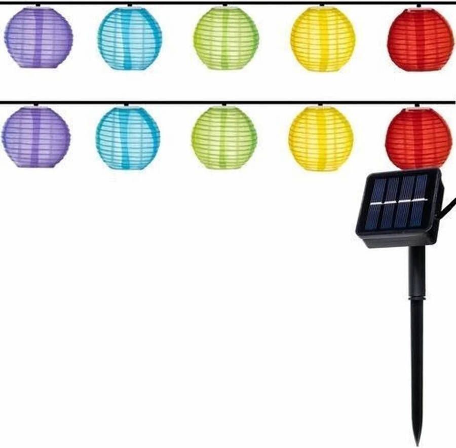Iso Trade Lampion slinger feestverlichting op zonne-energie waterbestending LED 2 7m multi-color solar 10 lampionnen