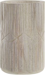 Items Bloemenvaas van paulownia hout naturel 15 x 24 cm Vazen