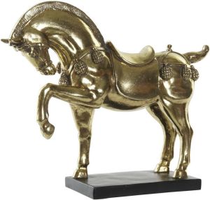 Items Home decoratie dieren beeldje Paard 24 x 25 cm voor binnen goud kleur Beeldjes