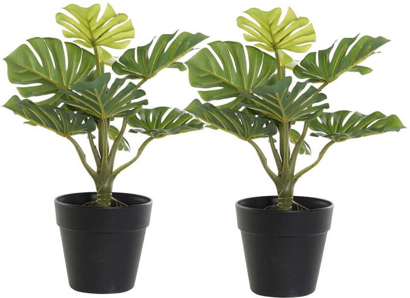 Items Kunstplant Monstera in bloempot 2x Groen 20 x 30 cm Kunstplanten