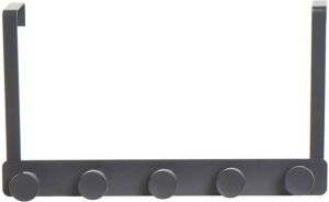 Items Metalen deurkapstok rek zilver met 5 ophangknoppen 34 cm Kapstokken