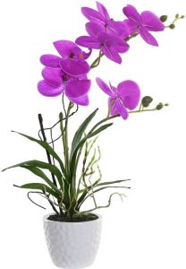 Items Orchidee bloemen kunstplant in witte bloempot roze bloemen H45 cm Kunstplanten