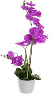 Items Orchidee bloemen kunstplant in witte bloempot roze bloemen H60 cm Kunstplanten