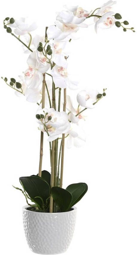 Items Orchidee bloemen kunstplant in witte bloempot witte bloemen H77 cm Kunstplanten
