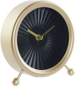 Items Tafelklok modern op standaard goud van ijzer 17 x 16 cm Tafelmodel staande klok Tafelklokken