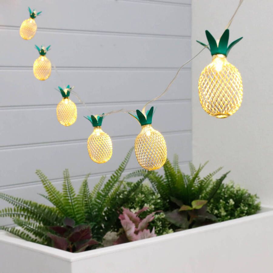 IVOL Lampen koord ananas lantaarn LED 10 lampjes zonne-energie