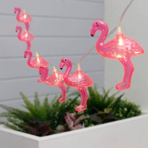 IVOL Lampen koord flamingo LED 10 lampjes zonne-energie