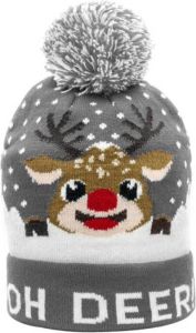 JAP Christmas Jap Kerstmuts Kerst Beanie Voor Volwassenen En Kinderen Rudolf Oh Deer Grijs