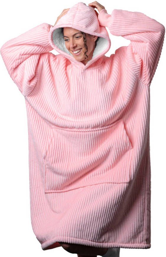 JML Corduroy Hoodie Sweater Velours Roze